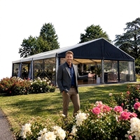 Tente transparente 6x12m quatre saisons en PVC imperméable avec structure en alliage d'aluminium pour mariages en plein air, fêtes, événements de jardin, résistante aux UV et au feu