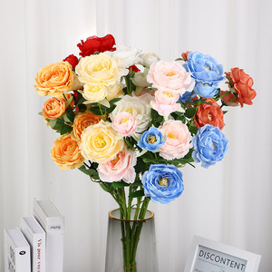 Ramo de Rosas Artificiales de Seda, 6 Cabezas, Perfumadas, Decoración para Bodas y Hogar, Multicolor - Product Image 1