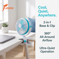 Ventilateur à clip pour poussette 2-en-1 et mini-ventilateur de table, silencieux, alimenté par USB, grille ronde sécurisée, portable pour berceau de bébé