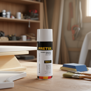 Peinture aérosol blanche mate Pretul 400 ml, résine acrylique liquide, revêtement pour meubles, plastique, applications nautiques, qualité standard - Product Image 2