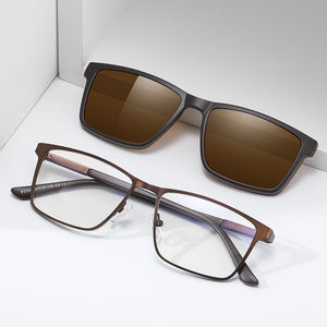 <span class=keywords><strong>Lunettes</strong></span> optiques pour hommes MS 91730 avec clip solaire, monture en métal, style géométrique - Product Image 2