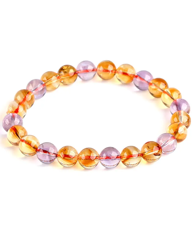 Bio-colors Very Clean Crystal Purple Amethyst Mixed with Yellow Citrine Two Colors Fashion Bracelet