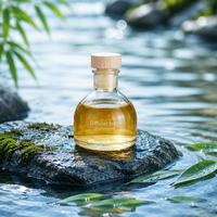 Bouteille diffuseur de parfum en verre vide avec logo personnalisé, conteneur rond pour parfum avec bouchon en bois pour la décoration intérieure – Fournisseur d'usine