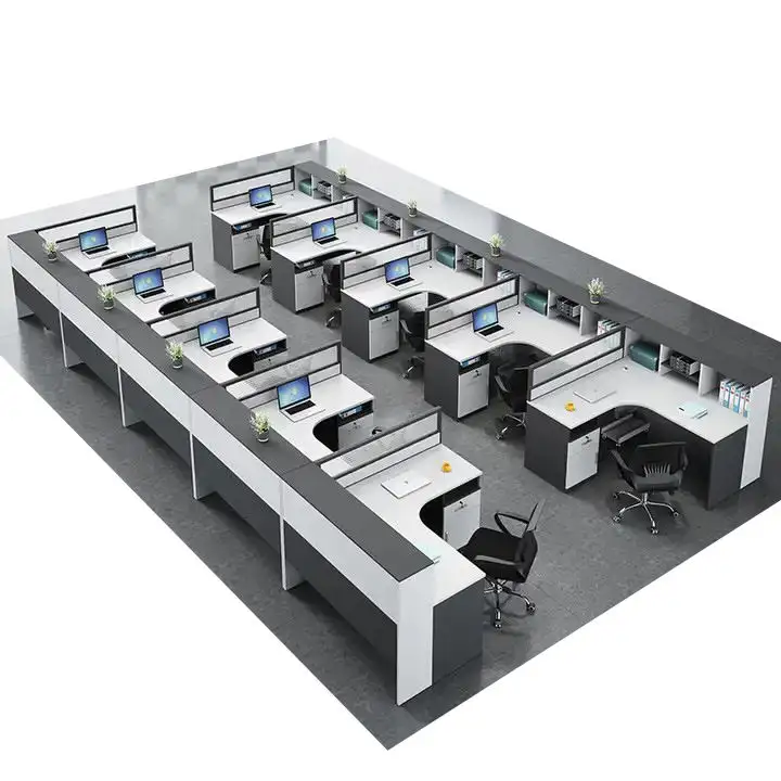 Mobilier de bureau modulaire moderne Fabricant Poste de travail 2,4, bureau 6 places