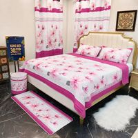 Ensemble de literie de luxe 8 pièces pour lit king size avec couvre-lit, rideaux, taies d'oreiller et ensemble de textiles de maison