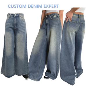 Jeans larges à jambes larges de haute qualité, lavés, bleu, <span class=keywords><strong>noir</strong></span>, gris, pour femmes, jeans <span class=keywords><strong>boyfriend</strong></span> décontractés, pantalons en gros - Product Image 2