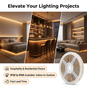 Bande LED COB Dim to Warm 560 LED/m 24V 2200K-2700K sans points lumineux, flexible, pour décoration résidentielle - Product Image 4