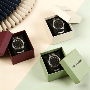 Caja de Regalo para <span class=keywords><strong>Reloj</strong></span> de Lujo Reciclable con Logotipo Personalizado, Caja Pequeña de Cartón Rígido con Tapa y Base, Embalaje con Forro de Esponja - Product Image 4