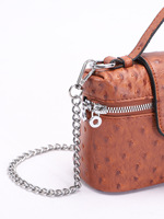 Sac à main pour femme en grain d'autruche avec fermoir à boucle, poignée supérieure, chaîne amovible, sac bandoulière, sac de voyage quotidien