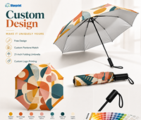 Parapluie de voyage compact OEM 21 pouces, pliable en 3 sections, manuel, 8 baleines en fer et fibre de verre, revêtement UV argenté, impression numérique, logo personnalisé, cadeau