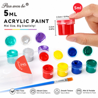 Ensemble de peinture acrylique miniature Panwenbo, 12 couleurs, non toxique, à base d'eau, avec boîte en PVC, pour enfants et adultes, pour travaux manuels