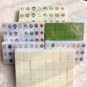 Jeu de Mahjong rectangulaire personnalisé pas cher de 24/30/36/38 mm avec 64+1/48+1 pions et drapeaux de pays - Product Image 4