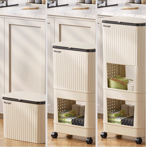 Cubos de <span class=keywords><strong>basura</strong></span> de <span class=keywords><strong>reciclaje</strong></span> de doble capa de tres capas <span class=keywords><strong>Cubo</strong></span> de almacenamiento de cocina con ruedas de tapa <span class=keywords><strong>Cubo</strong></span> de <span class=keywords><strong>basura</strong></span> de compost <span class=keywords><strong>vertical</strong></span> de plástico PP - Product Image 4