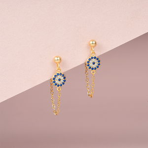 CANNER <b>Silver</b> <b>Earrings</b> for Women CZ Diamond 18K Gold Plated 925 <b>Sterling</b> <b>Silver</b> Tassel Chain Eye <b>Stud</b> <b>Earrings</b> Jewelry - Product Image 2