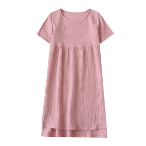 Han Shi Yilan – chemise de nuit à manches courtes pour femmes, en gaze de coton, ample, mi-longue, vêtements de maison pour Miss MLXL - Product Image 5