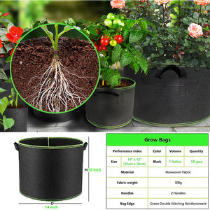 Бесплатные образцы 5, 7, 10, 15, 25, 30, 100 галлонов, фетровые пакеты, 400 г, утолщенные тканевые горшки, тканевые горшки для выращивания 400 галлонов - Product Image 2