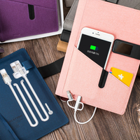 Multifunktionales Notizbuch mit Rückstichbindung, Stromversorgung, bedrucktem Geschenk, A5, lose Blätter, abnehmbar, 8000mAh Powerbank, PU-Einband, Tagebuch 4