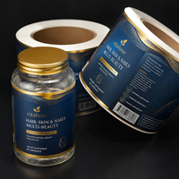Étiquettes personnalisées pour bouteilles de compléments alimentaires, autocollants adhésifs, logo, vinyle imperméable, emballage brillant doré, impression sur bouteille en plastique