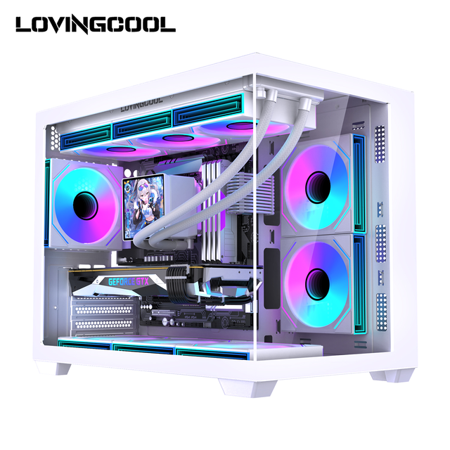 Lovingcool MATX Panoramic View Computer Case High Airflow Design Supports Multiple Fans and RTX 4070 GPU Compact Gaming Case