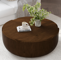 Table basse portable d'extérieur/d'intérieur, design moderne en bois grainé, robuste, en oxyde de magnésium (MGO), réglable, pour salon
