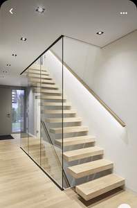 Rampe d'<span class=keywords><strong>escalier</strong></span> flottante <span class=keywords><strong>transparente</strong></span> Prima Elegant, balustrade en verre minimaliste et moderne, tendance et contemporaine - Product Image 2