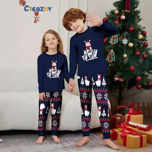 Vêtements de nuit pour femmes Factory Direct Christmas Parent-Child Clothing Explosion Autumn Wind <span class=keywords><strong>Homewear</strong></span> Polar Bear Printed Blue Suit - Product Image 4