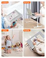 Neuer PVC-Leder-Laptop-Schreibtisch mit Bücher ständer Schublade verstellbare Beine Büro Kinder Studiert isch