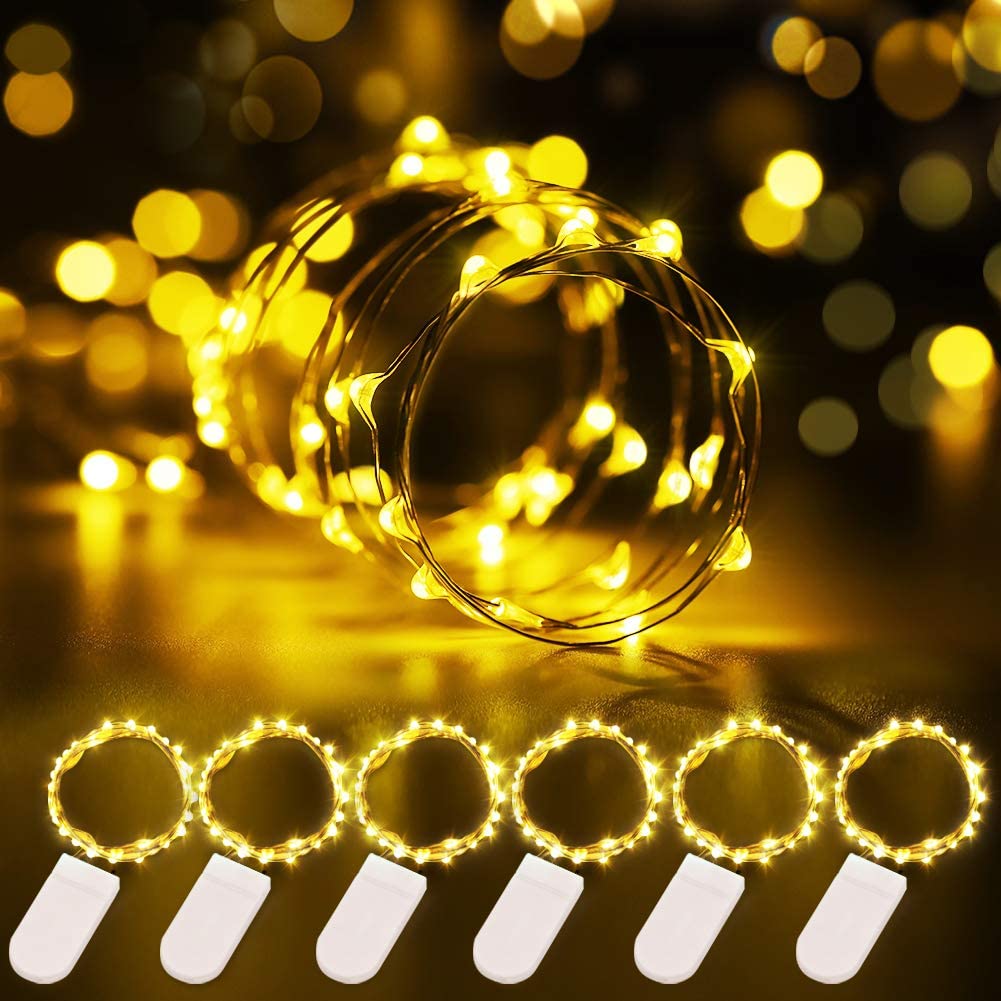 10 LED CR2032 Battery Button Operated Fairy Lights Mini Copper Wire String Lights for DIY Home Wedding Holiday Party Christmas