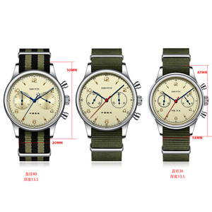 Montre-bracelet chronographe pour homme SIBOTTE Mouvement <span class=keywords><strong>SEIKO</strong></span> Cristal saphir 40 mm Or rose Acier inoxydable Analogique Vert Mécanique - Product Image 5