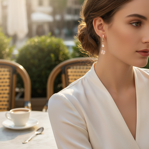 Dainty สี่ใบโคลเวอร์กุหลาบชุบทองห้อยต่างหูตุรกีขายส่ง925เงินสเตอร์ลิงสำหรับผู้หญิงเครื่องประดับ - Product Image 3