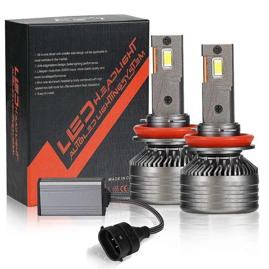 Lâmpada LED V25 30000lm de alta potência 180W H7 Tubo de cobre duplo Luzes LED para Carro H1 9005 9006 H11 Lâmpada do Farol LED 6000KP