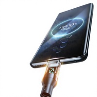 Kabel Data Pengisian Cepat dengan Layar Digital Transparan 100W USBA ke Type C, Cocok untuk Samsung, iPhone, Tablet, dan Perangkat Lainnya
