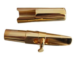 Boquilla para Saxofón Tenor de Metal Chapado en Oro/Plata Eastern Music con Tapa y Abrazadera - Product Image 1