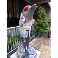 Prix usine personnalisé peinture à l'huile couleur grandes Statues de dauphin en résine extérieure pour la décoration de jardin