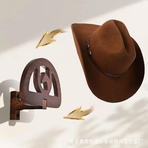 Wooden Hat Rack <b>Wall</b> Mounted Round Shape Durable Multipurpose Storage For Sun Hat Baseball Cap Display - Product Image 2