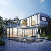 Casa Modular Prefabricada de Lujo Moderna, Tipo Contenedor, Cápsula Espacial Prefabricada para Villa o Apartamento en Venta