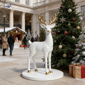 Figurine de cerf Sika en fibre de verre sur pied, sculpture animale artistique découpée pour Noël, table basse, OEM disponible - Product Image 4