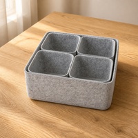 Ensemble de boîtes de rangement en feutre minimalistes de qualité supérieure, cinq pièces, bacs organisateurs emboîtables, emballage personnalisé avec logo, prêt à la vente