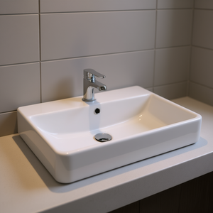 Lavabo da Bagno Rettangolare da Appoggio con Foro Singolo, Design Contemporaneo Lucido, 20-25 Pollici - Product Image 2