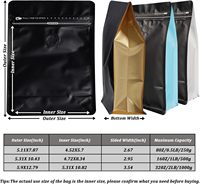 Sacs d'emballage personnalisés à fond carré de 500g pour grains de café, avec valve et fermeture éclair, résistants à l'humidité, pour aliments pour animaux et gelées