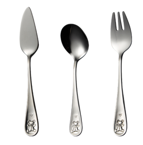 DFK0311 Ensemble de couverts pour enfants en acier inoxydable SUS 304, motif ours en peluche, couteau, fourchette, cuillère, 3 pièces - Product Image 5