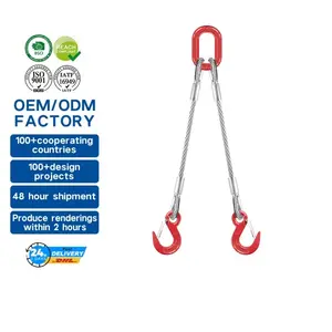 Eslinga de cuerda de alambre de 2 patas personalizada de alta calidad, cable de acero inoxidable de elevación con gancho