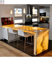 Comptoir de bar intérieur contemporain de luxe en pierre artificielle, étanche, avec éclairage LED, écologique, pour ferme, salle de sport, sous-sol, usage commercial