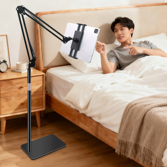 Heavy Duty 13 Inch Metal Tablet Floor Stand, Adjustable POS Stand for iPad Pro 12.9, Stable Weighted Base Mount for Retail Store