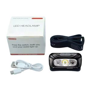 Lampe frontale LED rechargeable avec logo personnalisé, mini lampe torche frontale réglable en plastique pour l'extérieur avec câble - Product Image 3