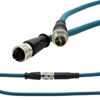 Connecteur coudé M12 X Code 1m Mâle Femelle PUR Vert Foncé Cat 6A Câble Ethernet 4x2x26AWG 1m Cuivre pour Surveillance Ferroviaire