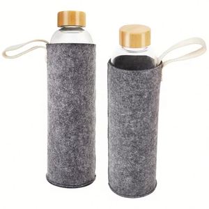 High Quality Outdoor Reusable Borosilicate Walled Clear Glass <b>Drinking</b> Water Bottle With Bamboo Lid and Protective Sleeve - Product Image 3