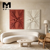 Decoración para el Hogar, Arte Mural de Tela Texturizada 3D de 2 Paneles, Lienzo Abstracto con Nudos, Pintura Hecha a Mano, Cuadro para Sala de Estar, Enmarcado