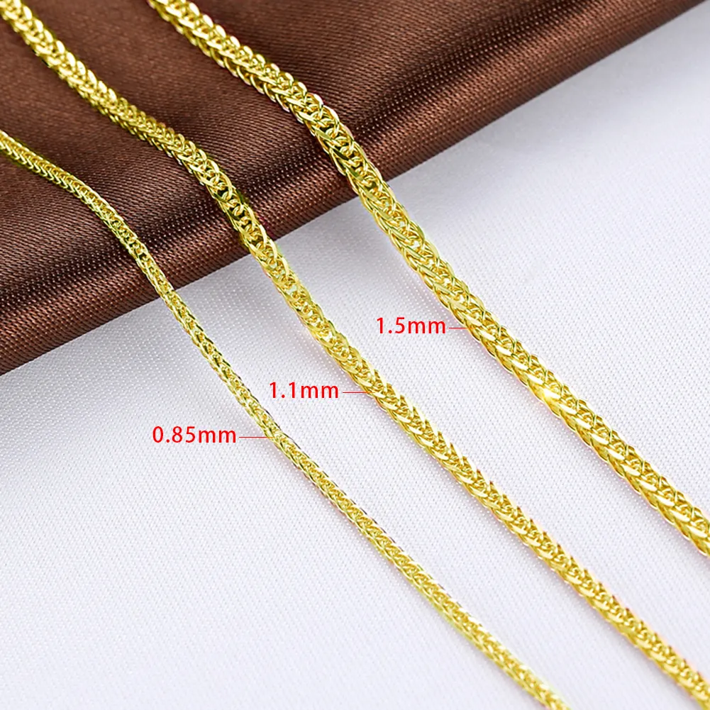 RINNTIN EC03 Pure Gold Jewelry Making 0.85mm 1.1mm 1.5mm Real 18K Solid Rose / White / Yellow Gold Diamond Cut Chopin Link Chain