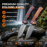 Couteau de poche original en fibre de carbone, couteau pliant portable d'extérieur en acier Damas, couteau multi-outils de bushcraft avec cœur en VG10, DM032-1